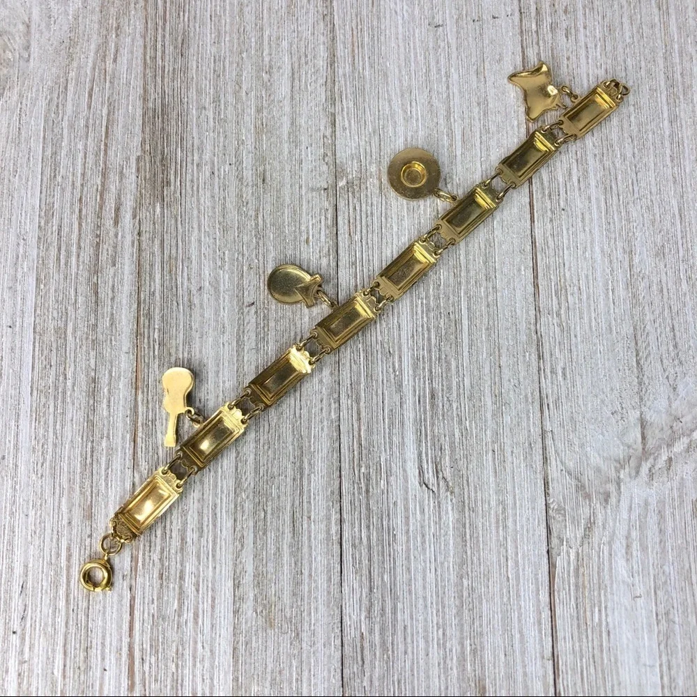 Arabesque Damascene Spanish Charm Link Bracelet